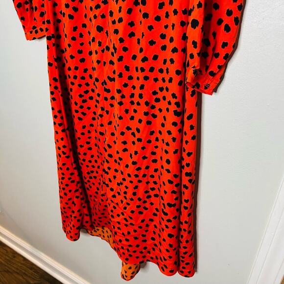 HUNTER BELL Orange Black Animal Print Lawton Polka Dot Ruched Dress Size 0 - Picture 12 of 13